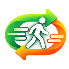 ToggleWalk walking figure and directional arrows